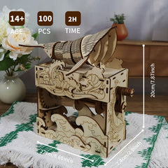 3D Wooden Puzzle Whale Music Box Handcrafted Marine Mechanical Wind Up Soothing
