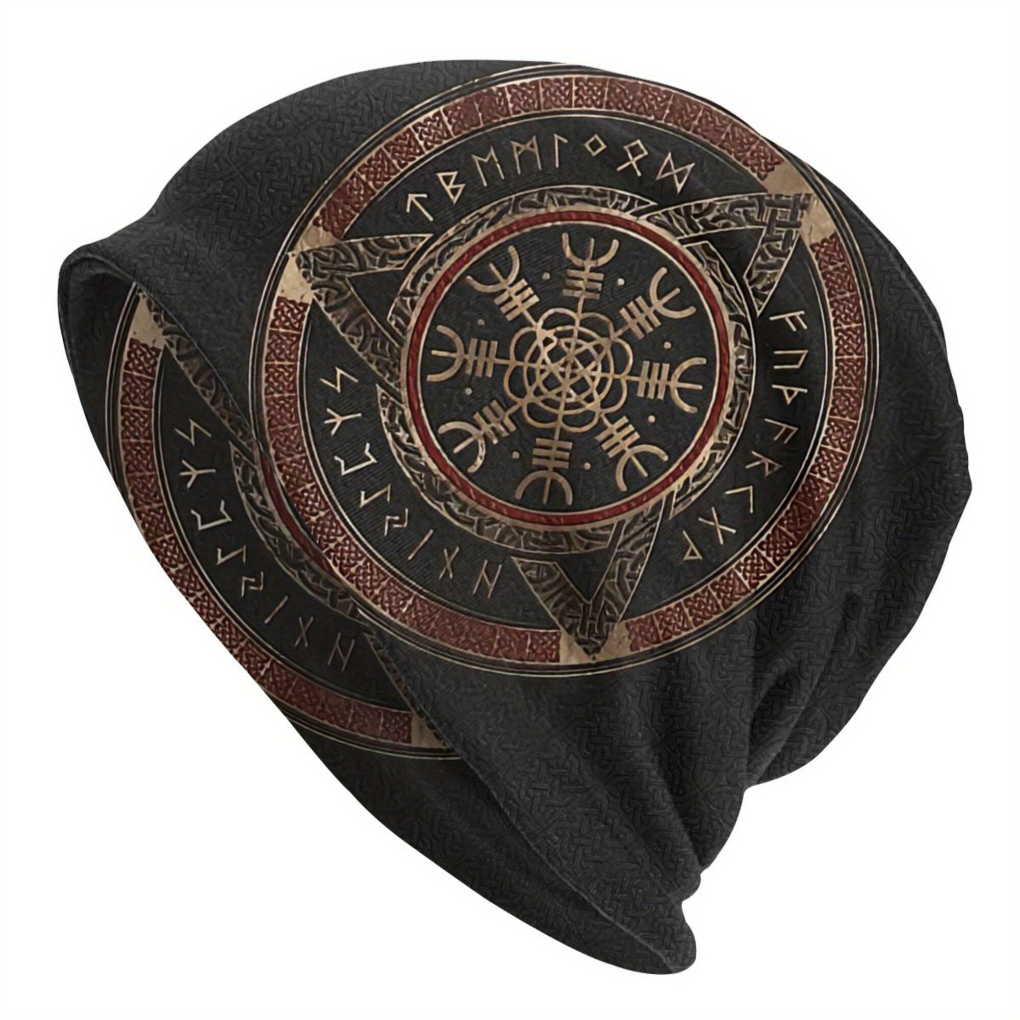 Viking Style Thin Beanie Hats Vegvisir Tree Of Life Pattern Ski Cap