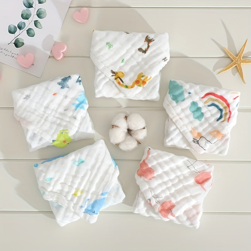 5pcs Soft Cotton Muslin Washcloths for Newborns