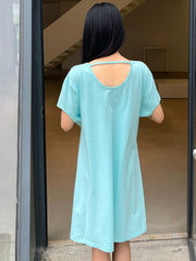 Cut Out Short Sleeve NightDress Crew Neck Pajama Dress