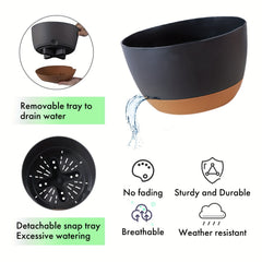 Plastic Hanging Planters Outdoor Indoor Flower Pots Dark Grey