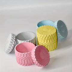 Silicone Candle Jar with Lid Mold DIY Succulent Flower Pot Plaster Epoxy Resin