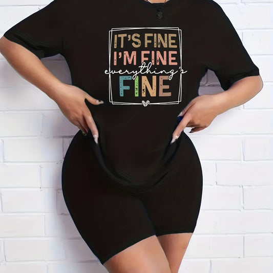 2pcs Summer Casual Sports Sets Letter Graphic T shirts & Solid Shorts