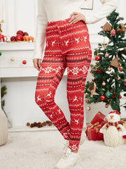 Christmas Casual Pants Women's Plus Graphic Print Trousers
