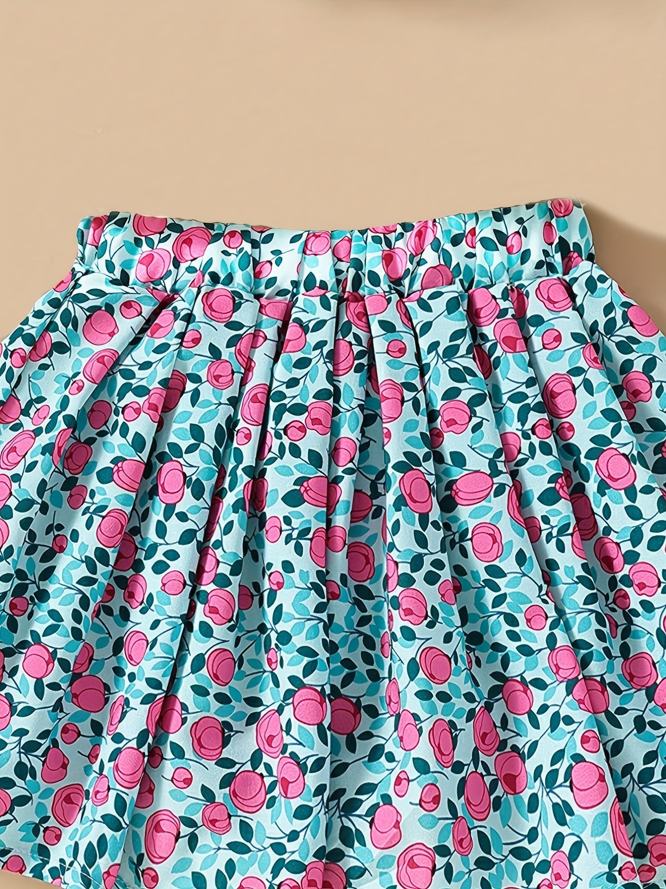 Toddler Girls Flowers Graphic Elastic Waist Skirt For Party Vacation