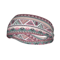 Bohemian Pink Sports Headband Sweat Wicking Stretchy Breathable Polyester