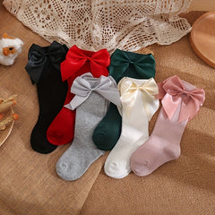 6 Pairs Girls Knee High Socks Bowknot Sweet Socks for Christmas Birthday Party