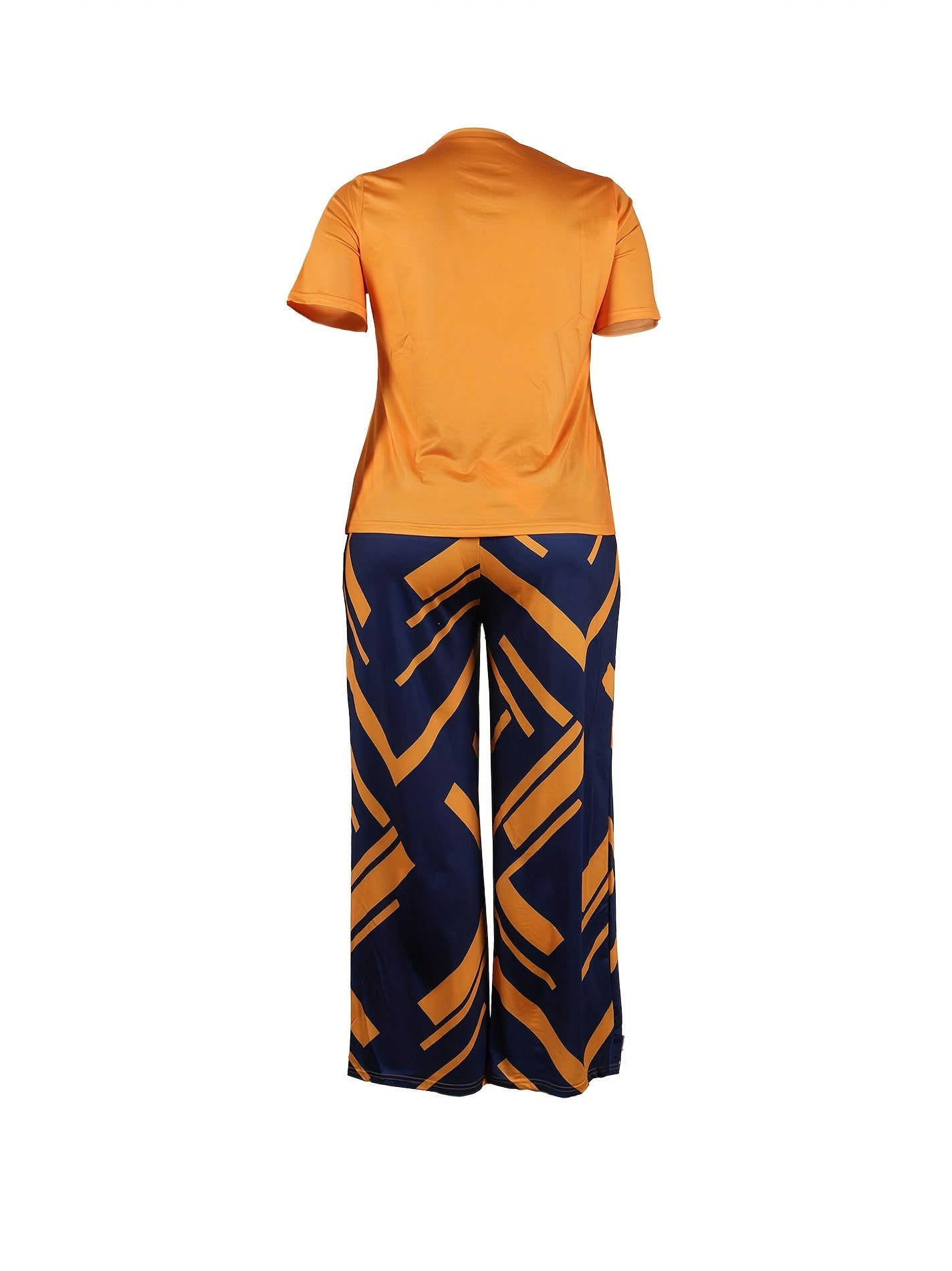 2pcs Queen Print Tee & Allover Print Wide Leg Pants Set Women's Clothing