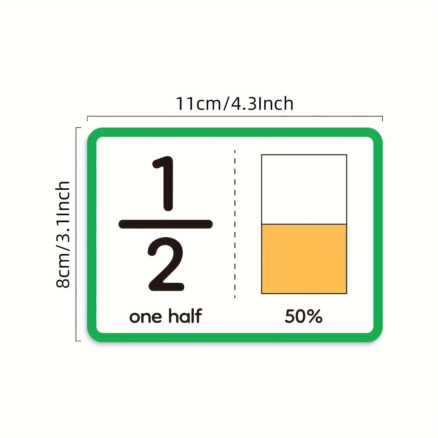 Fraction Flashcards 15pcs Mixed Colors for Teachers & Parents