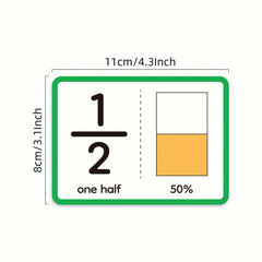 Fraction Flashcards 15pcs Mixed Colors for Teachers & Parents
