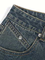 Vintage Distressed Jeans Men's Casual Straight Leg Denim Pants