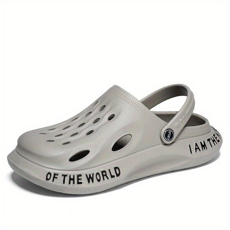 Men's Lightweight Comfy Garden Clogs - Alphabet Detail - Non Slip