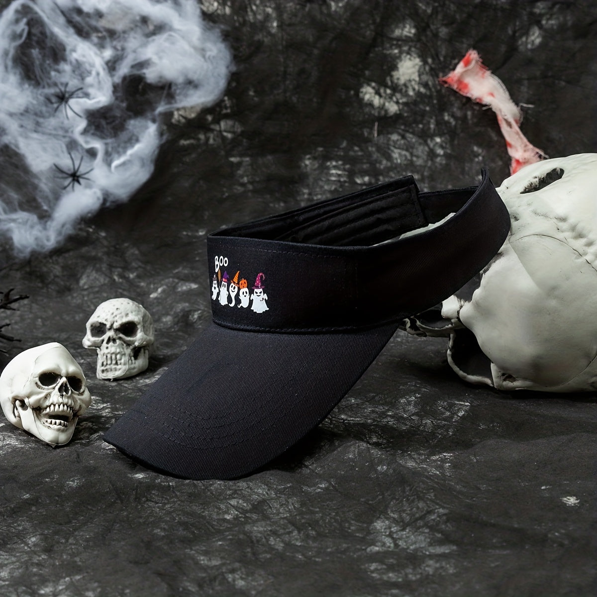 Funny Halloween Ghost Pumpkin Boo Print Visor Hat Lightweight Sun Cap