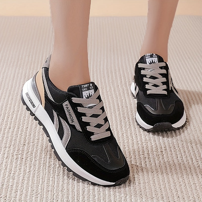 Colorblock Mesh Lace Up Low Top Sneakers