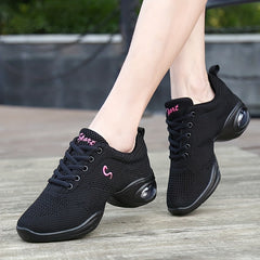 Women's Arch Support Jazz Dance Shoes Lace Up Mesh Sneakers