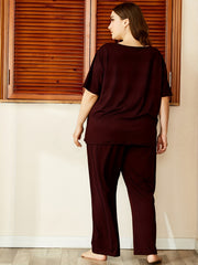 Letter Print Short Sleeve Top & Pants Pajamas Set