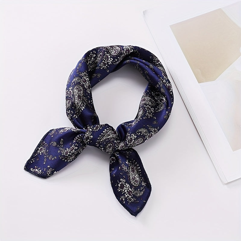Vintage Bohemia Paisley Print Silk Square Scarf