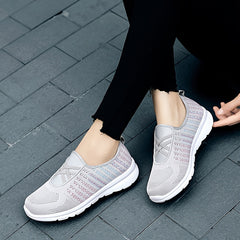 Women's Criss Cross Slip-on Walking Shoes Comfy Mesh Casual Sneakers