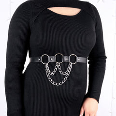 Waist Belt With Chain Pu Leather Harness Belt For Women