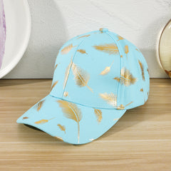 Casual Baseball Cap Bronzing Feather Pattern Outdoor Travel Visor Adjustable