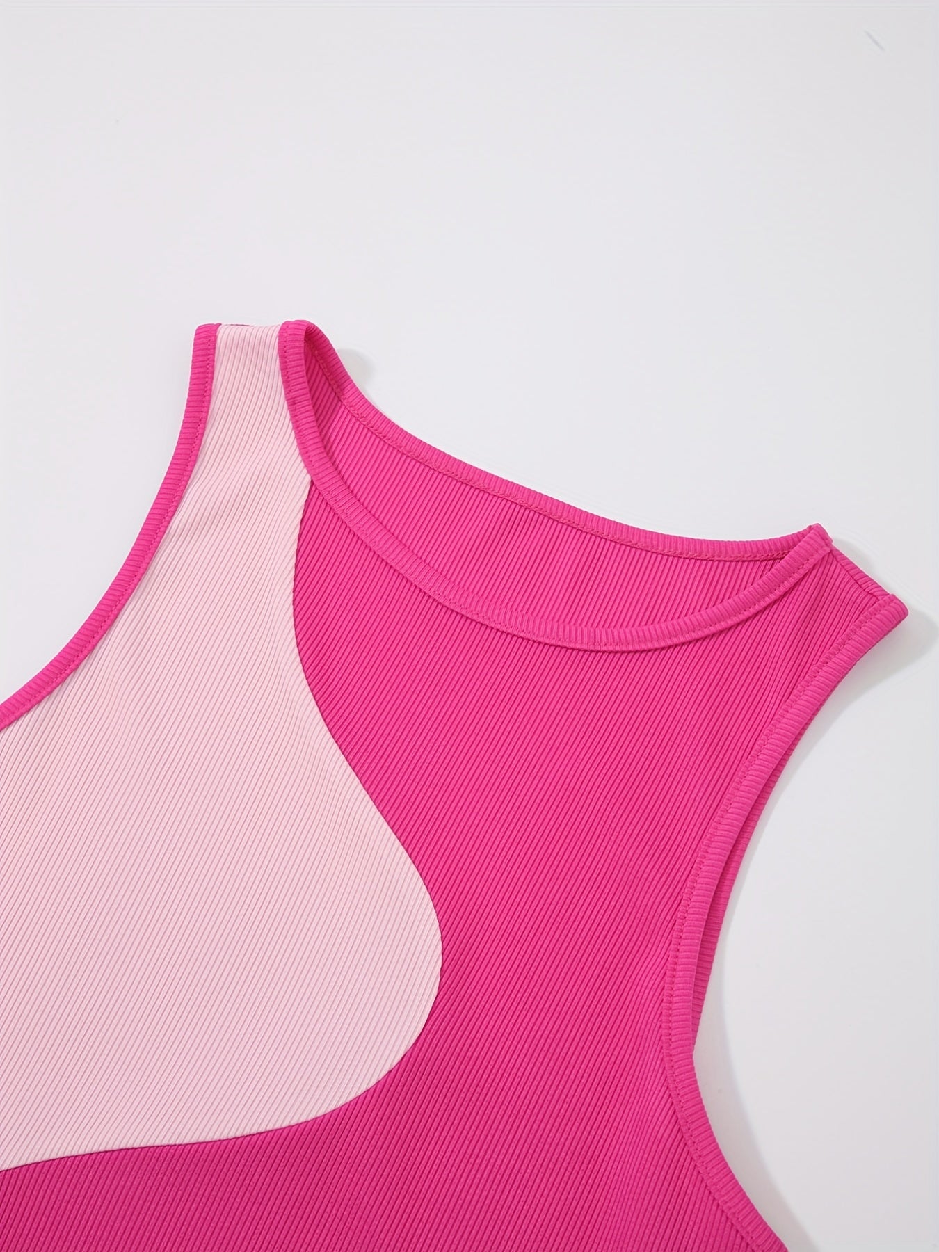 Block Tank Bodysuit Casual Crew Neck One Piece Bodysuit Women's Clothing