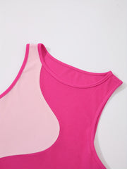 Block Tank Bodysuit Casual Crew Neck One Piece Bodysuit Women's Clothing