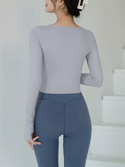 Quick Dry Yoga T Shirt V Neck Long Sleeve Layered Tee Women's Activewear