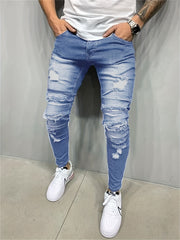 Men's Slim Fit Ripped Jeans Casual Street Style Denim Pants