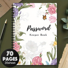 Pink Floral Spiral Password Notebook Logbook 1pc