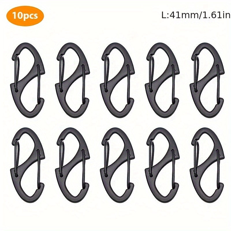 10pcs S Type Carabiner With Lock Metal Keychain Hook For Camping Hiking