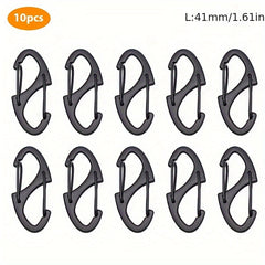 10pcs S Type Carabiner With Lock Metal Keychain Hook For Camping Hiking