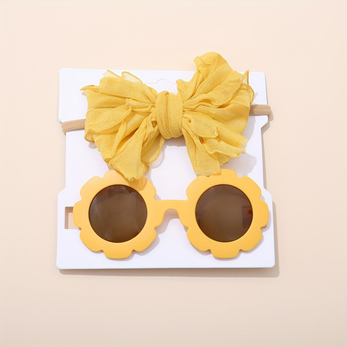 2pcs Kids Sunglasses & Lace Bow Headband Set for Outdoor Travel