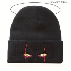 Scary Eyes Embroidery Beanie Horror Elastic Knit Hat Hip Hop