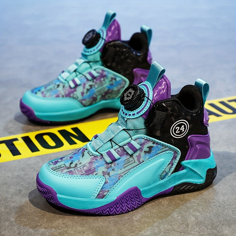Boys' High Top BB Shoes Rotating Buckle Non Slip