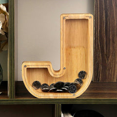 Wooden Letter J Piggy Bank