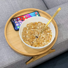 Bamboo Sofa Armrest Clip On Tray TV Snack Holder