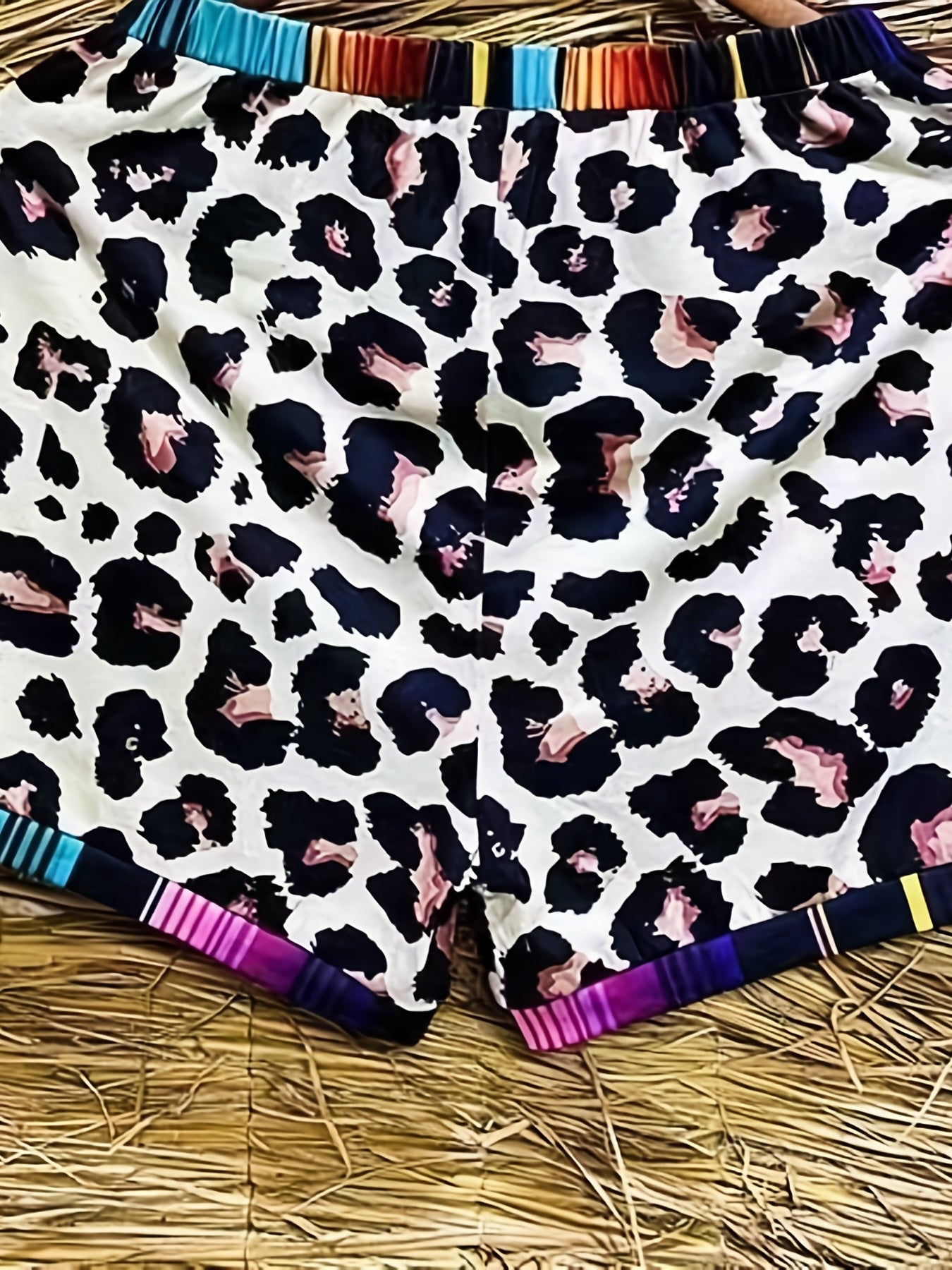 Leopard Print Drawstring Shorts Casual Elastic Waist Summer Shorts
