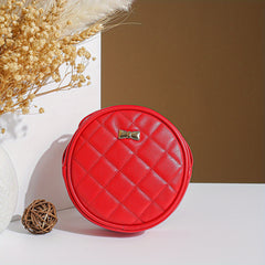 Round Small Shoulder Bag with Stitched Detail