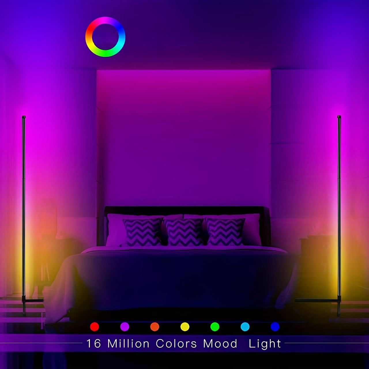 RGB Corner LED Floor Lamp Music Mood Lighting Dimmable Home Decor