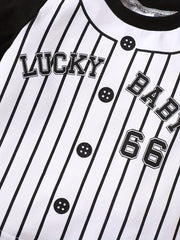 2pcs Boys Lucky Baby Number 167 Striped T-shirt & Shorts Set