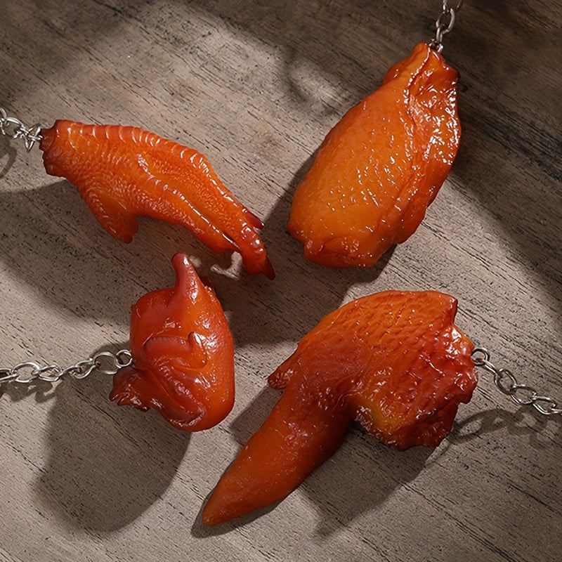 Creative PVC Food Keychain Funny Pork Metal Keyring Gift