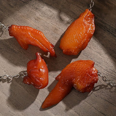 Creative PVC Food Keychain Funny Pork Metal Keyring Gift