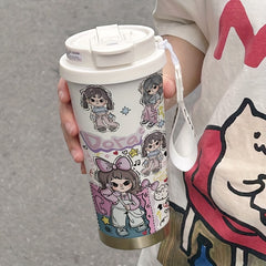 530ML Personalized Girl Coffee Cup Dual Drink Insulated Cup