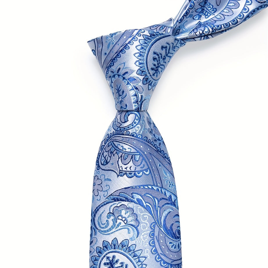 Men's Formal Silk Paisley Necktie Clip For Party Wedding