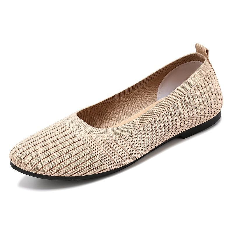 Women's Pointed Toe Knitted Flat Shoes Soft Slip On Comfy Ballet Flats