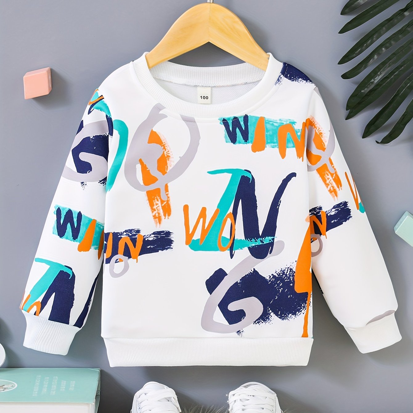 Boys Crew Neck Sweatshirt Alphabet Print