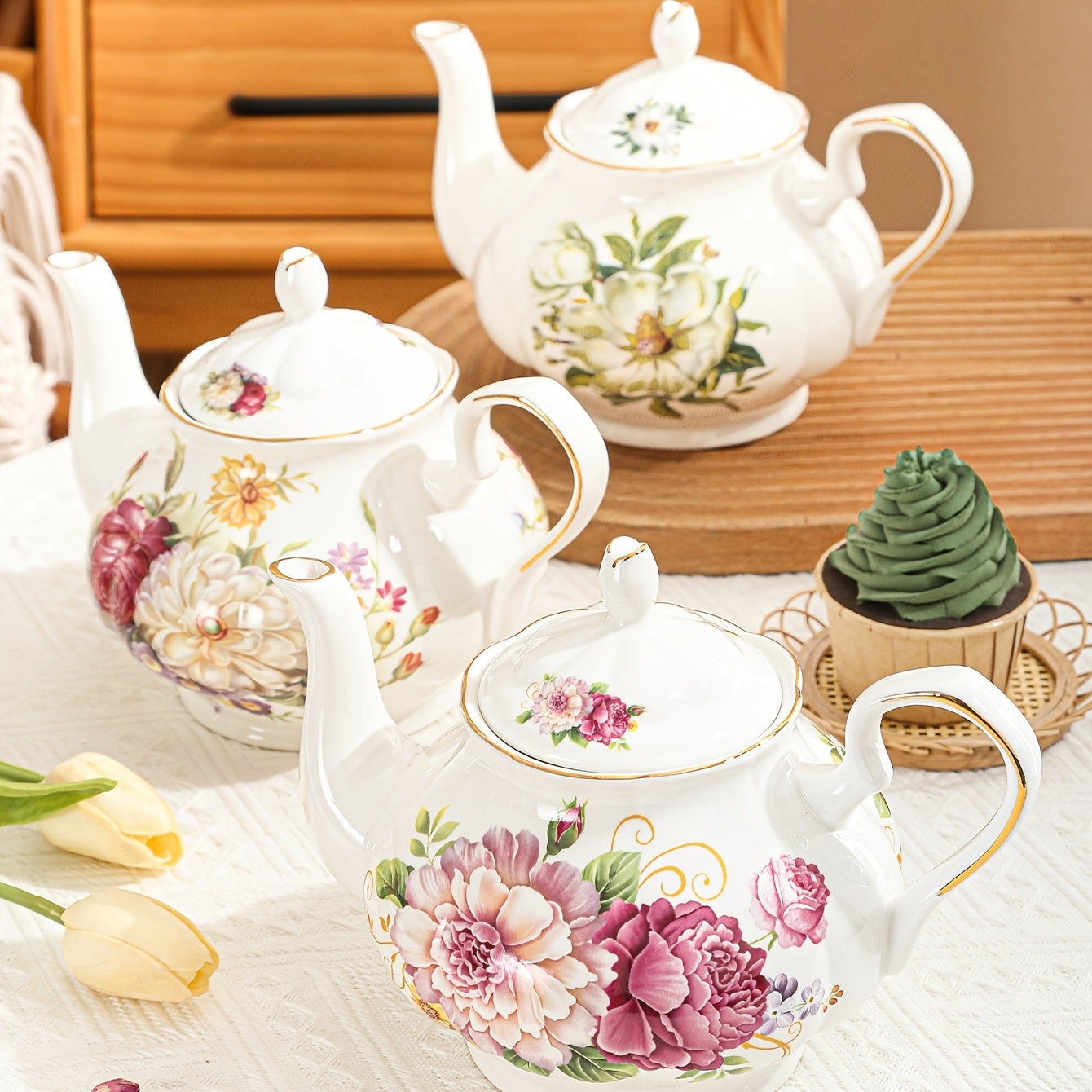 European Style Ceramic Teapot Floral Coffee Water Porcelain Gift