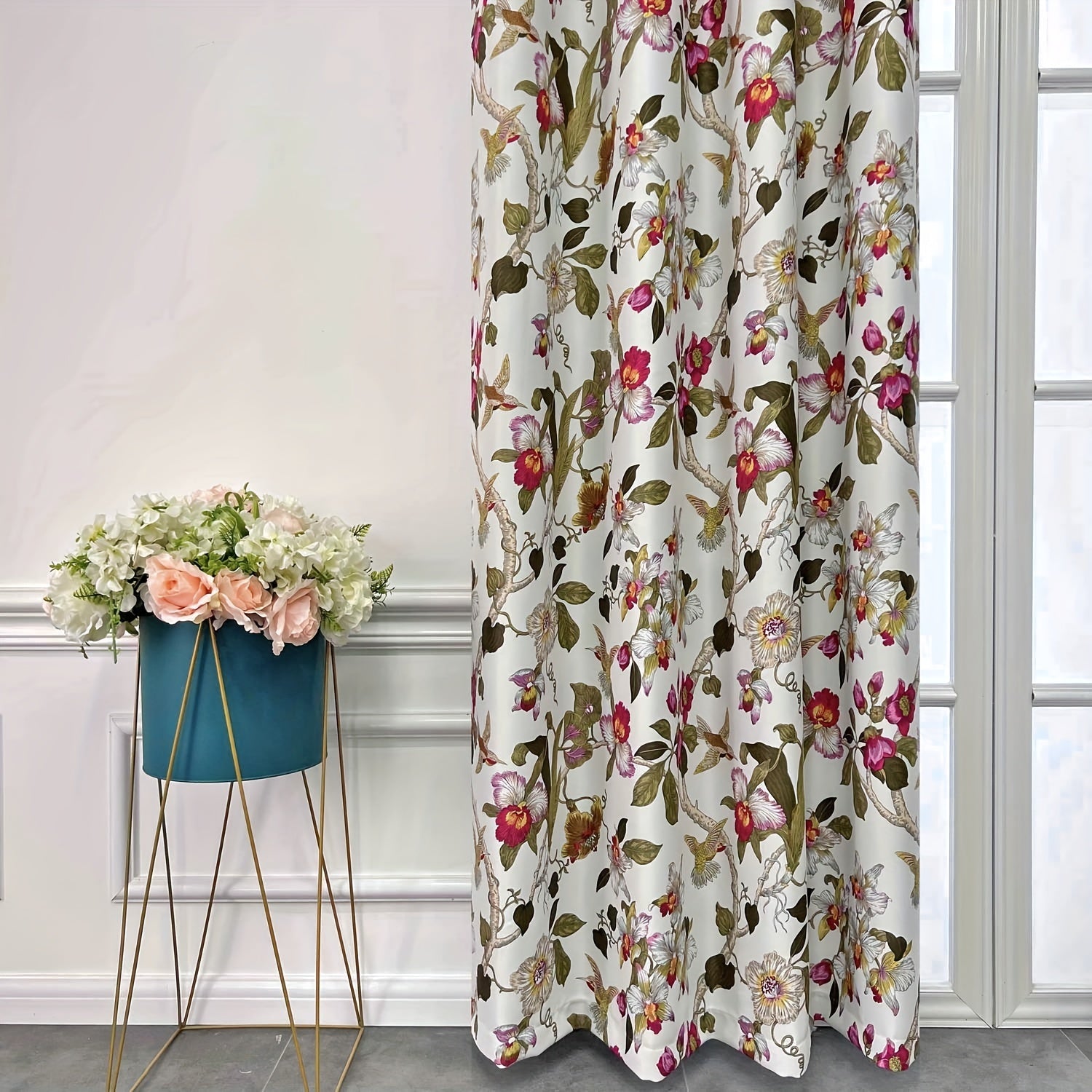Rustic Floral Blackout Curtain for Living Room Bedroom Decor