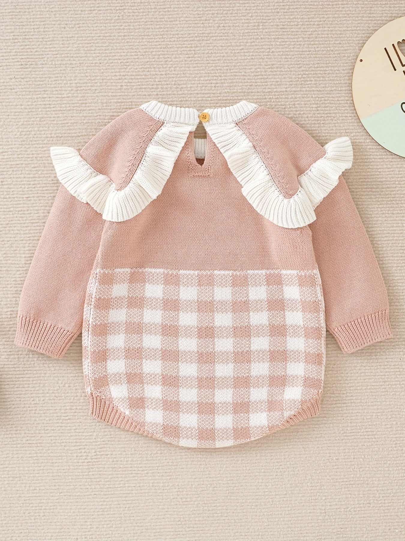 Checkerboard Baby Girls Ruffle Jumpsuit