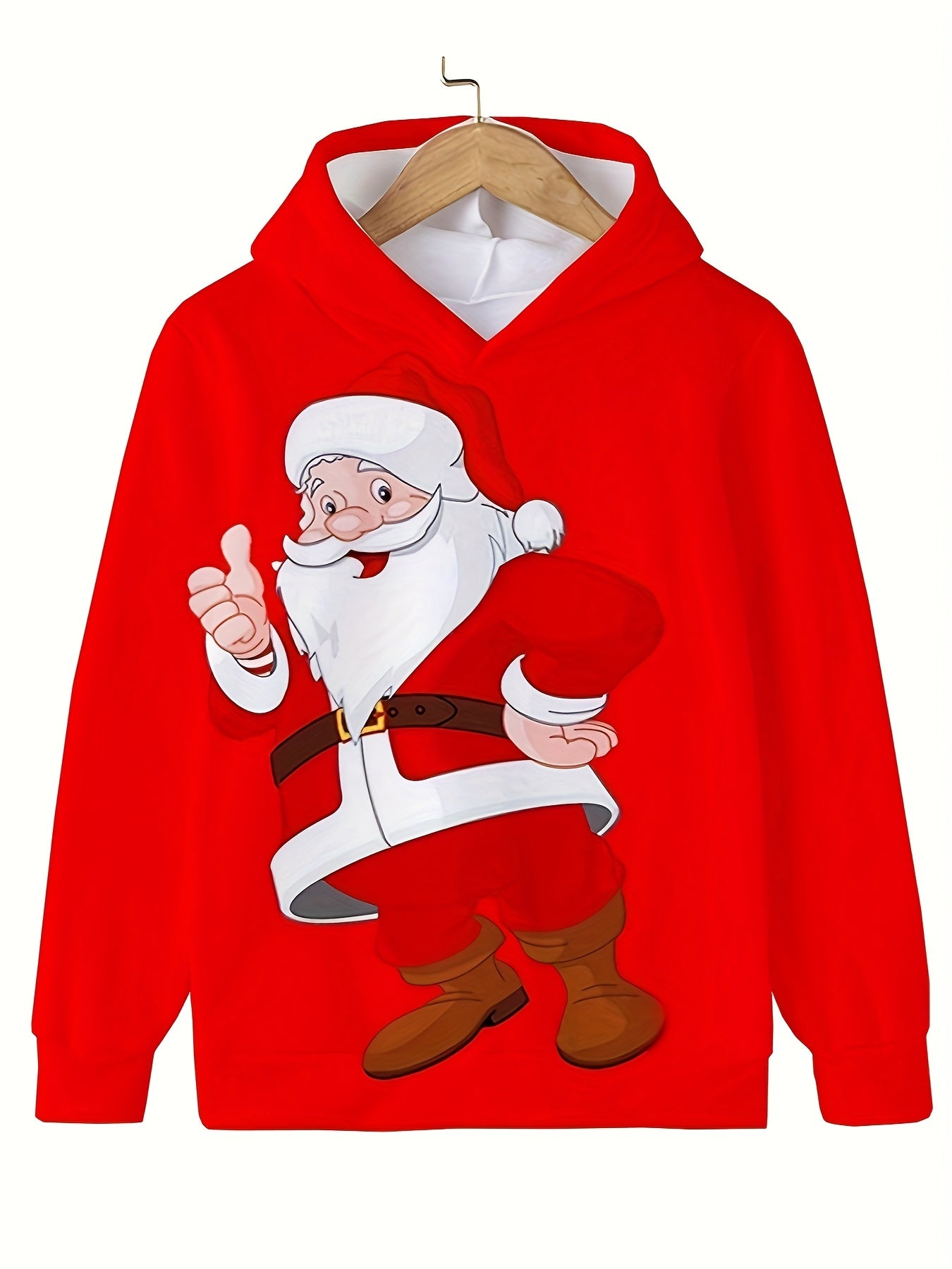 Santa Claus Graphic Hooded Sweatshirt Girls Solid Pullover